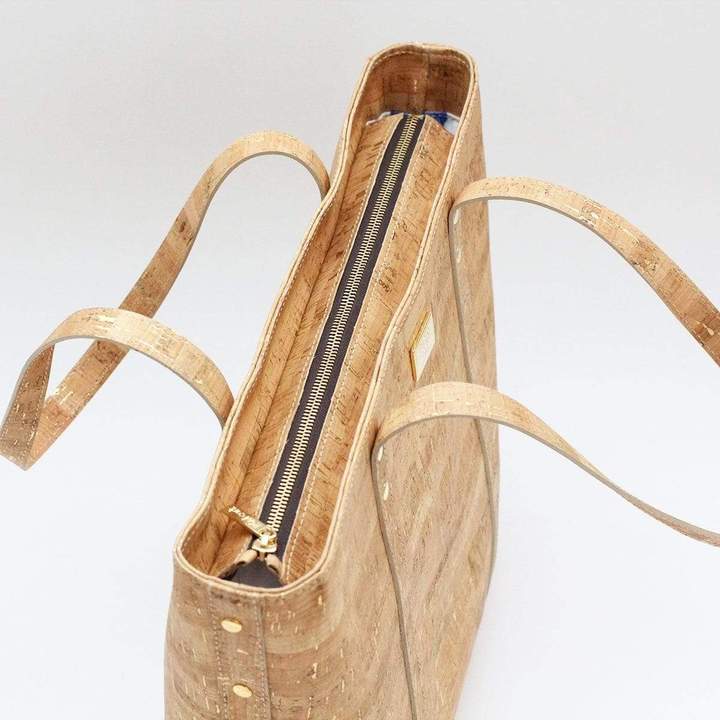 Not For Vegans Large Natural Gold Cork Tote Bag. This bag is made from cork leather and is vegan and cruelty free.