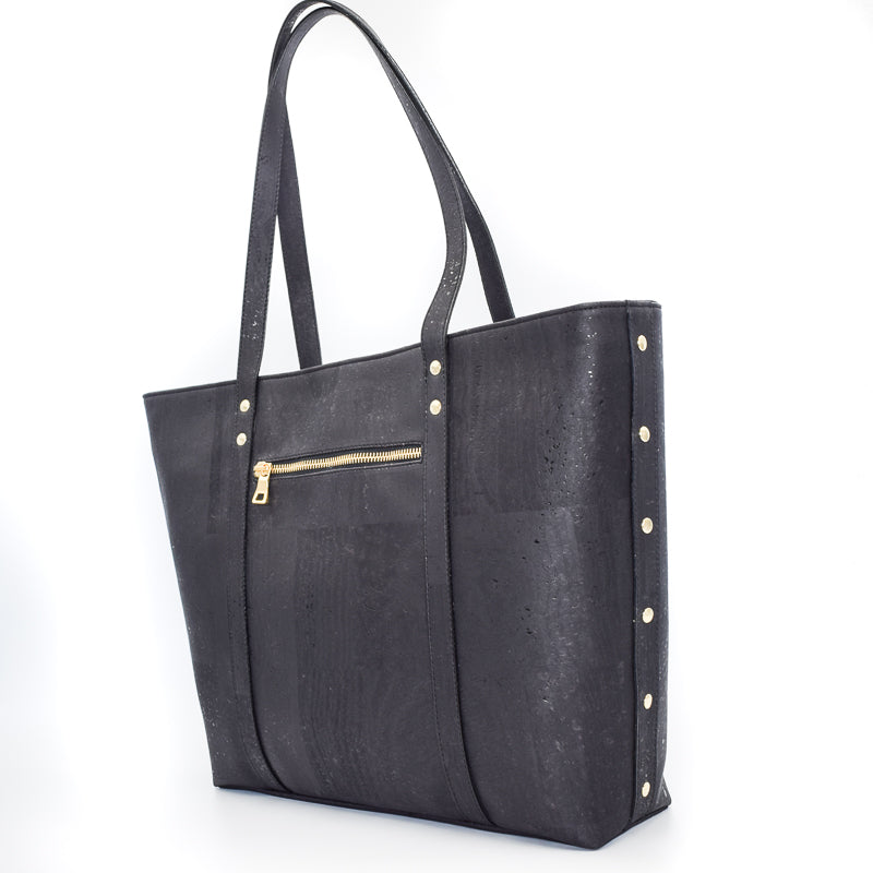 Not For Vegans Large Black Cork Tote Bag. This bag is made from cork leather and is vegan and cruelty free. 