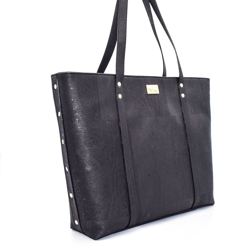 Not For Vegans Large Black Cork Tote Bag. This bag is made from cork leather and is vegan and cruelty free.