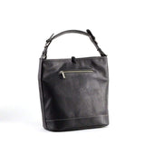 Julia cork hobo handbag in black with gold brassware. With a strap so that this bag can be worn as a crossbody.