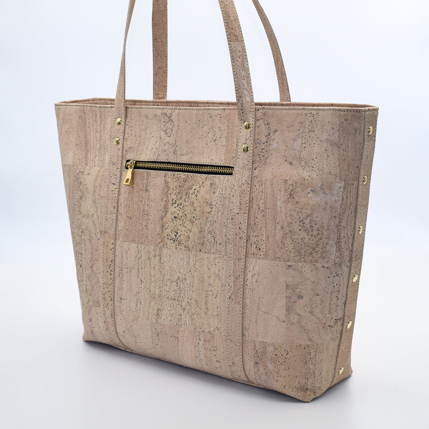 Not For Vegans Large Pearl White Cork Tote Bag. This bag is made from cork leather and is vegan and cruelty free.