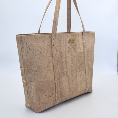 Not For Vegans Large Pearl White Cork Tote Bag. This bag is made from cork leather and is vegan and cruelty free.